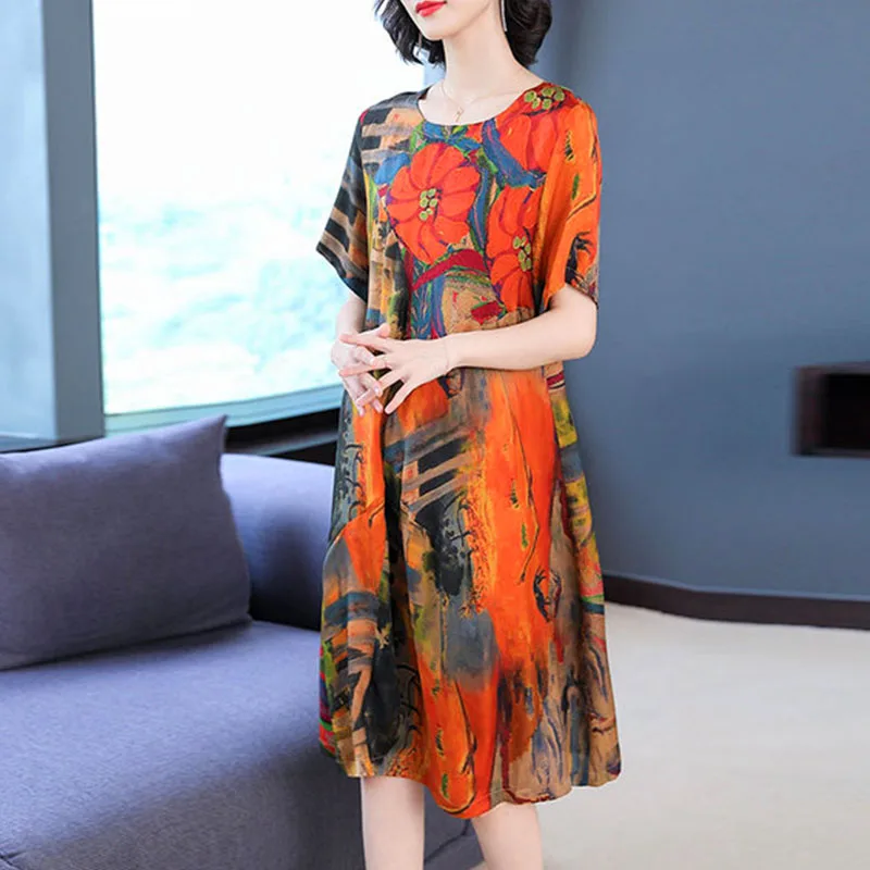 

WYWAN 2019 New Summer Vintage Lace Women's Dresses for Spring and Summer New Loose Polka Dot Dress Women's Wear 3xl 4xl 5xl Dress