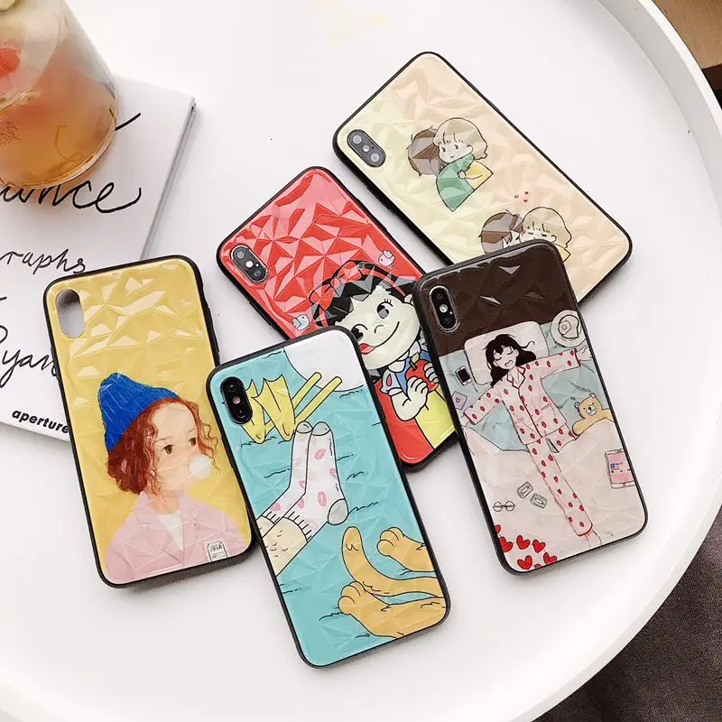Cartoon diamond pattern for iPhone7 8 6plus 7 plus 8plus phone case Phone x xs xr max soft shell back cover |