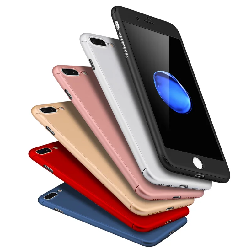 500PCS 360 Degree Full Body Phone Case for iphone 5 5S 6 6S 7Plus Hybrid Front Back Cover+Tempered Glass Film 8 X | Электроника