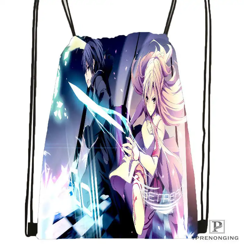 Custom kirito sword art Drawstring Backpack Bag for Man Woman Cute Daypack Kids Satchel Black Back