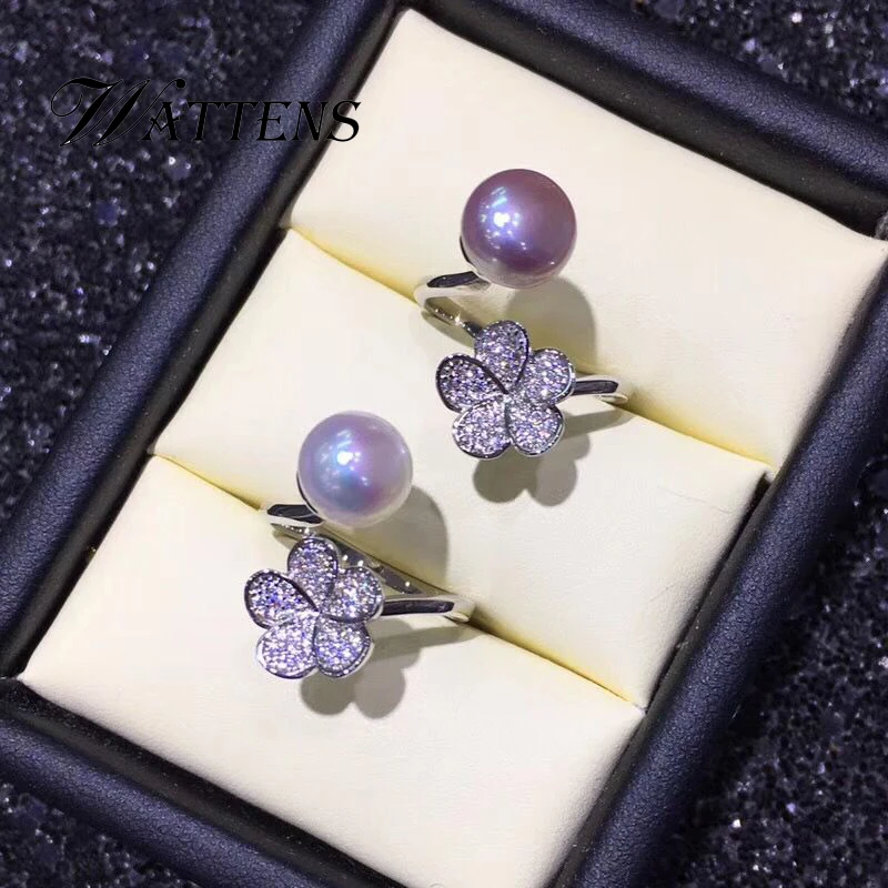 

925 sterling silver Flowers ring natural freshwater pearl ring for women Cute Romantic jewelry party wedding birthday gift