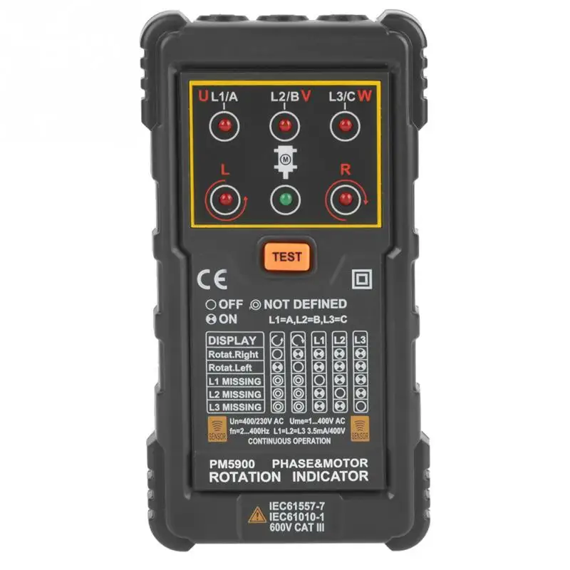 Портативный ручной трехфазный тестер PEAKMETER MS5900 для поворота двигателя