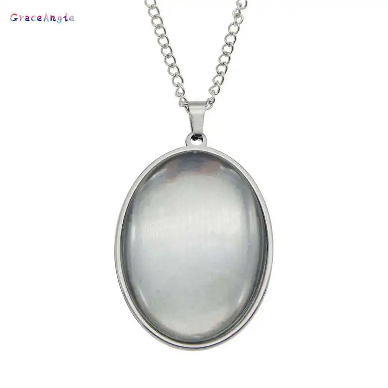 Graceangie 1pack Stainless Steel Oval Bezel Tray Fit 25*18mm Glass ...