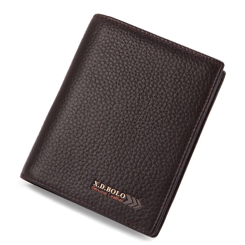 dark coffee Для мужчин кошелек Корова пояса из натуральной кожи Card Organizer Короткие клатч человек письмо украшения фото бит в сдержанном - Цвет: dark coffee