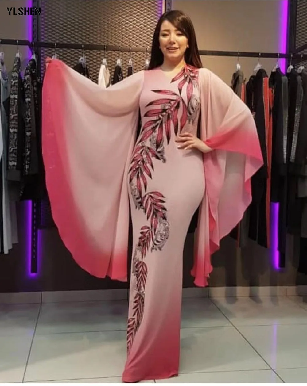 New African Dresses for Women Dashiki Print African Clothes Bazin Riche Sexy Slim Ruffle Sleeve Long Africa Maxi Dress Woman 04