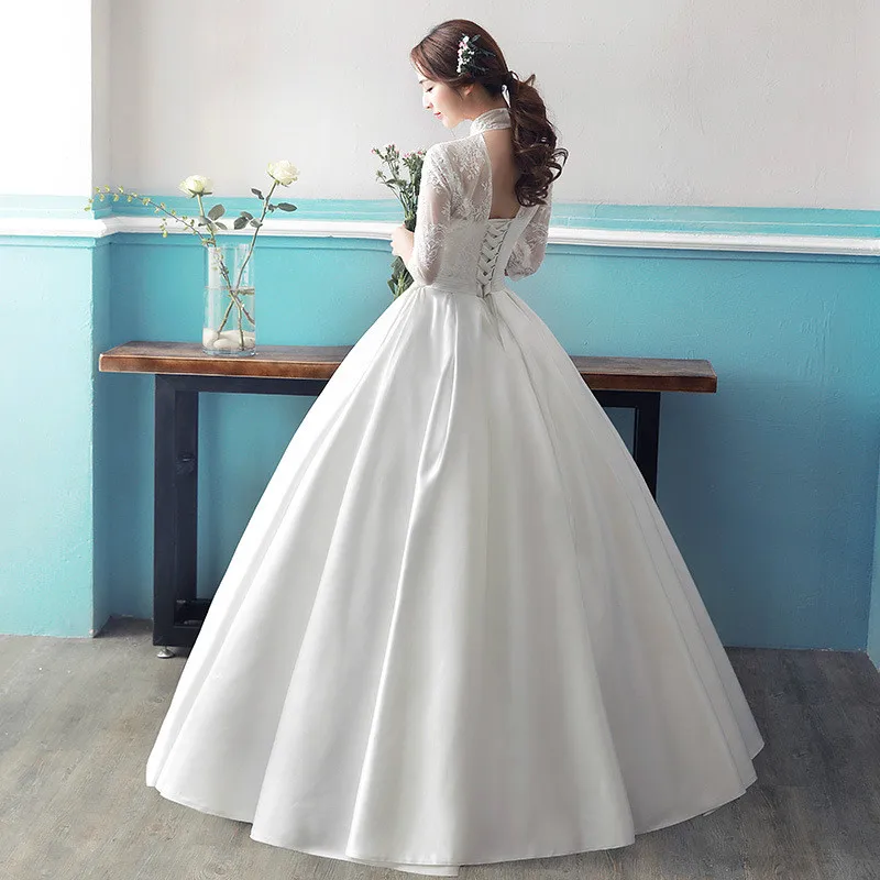 Настоящая фотография, дешевое свадебное платье с длинным рукавом, кружевное винтажное платье размера плюс, бальное платье принцессы, Vestido de Noiva
