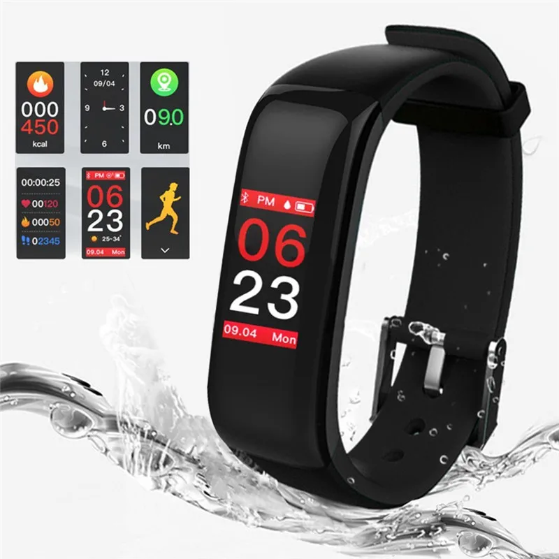

Smart Band with Blood Pressure Heart Rate Monitor Smart Bracelet IP67 Bluetooth Waterproof Colorful Screen Sports Fitness Bands