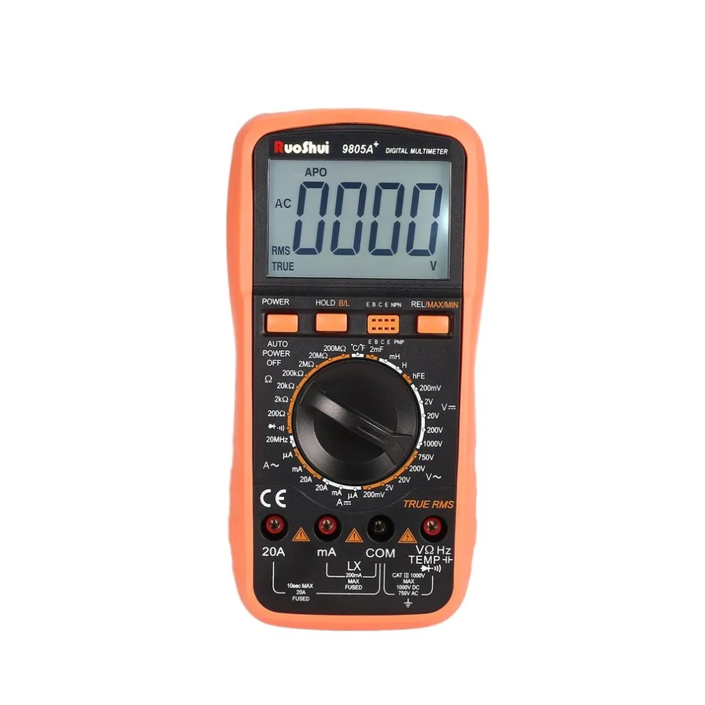 RuoShui 9805A + цифровой мультиметр 1999 отсчетов True RMS AC/DC Вольт Ампер Ом Температура