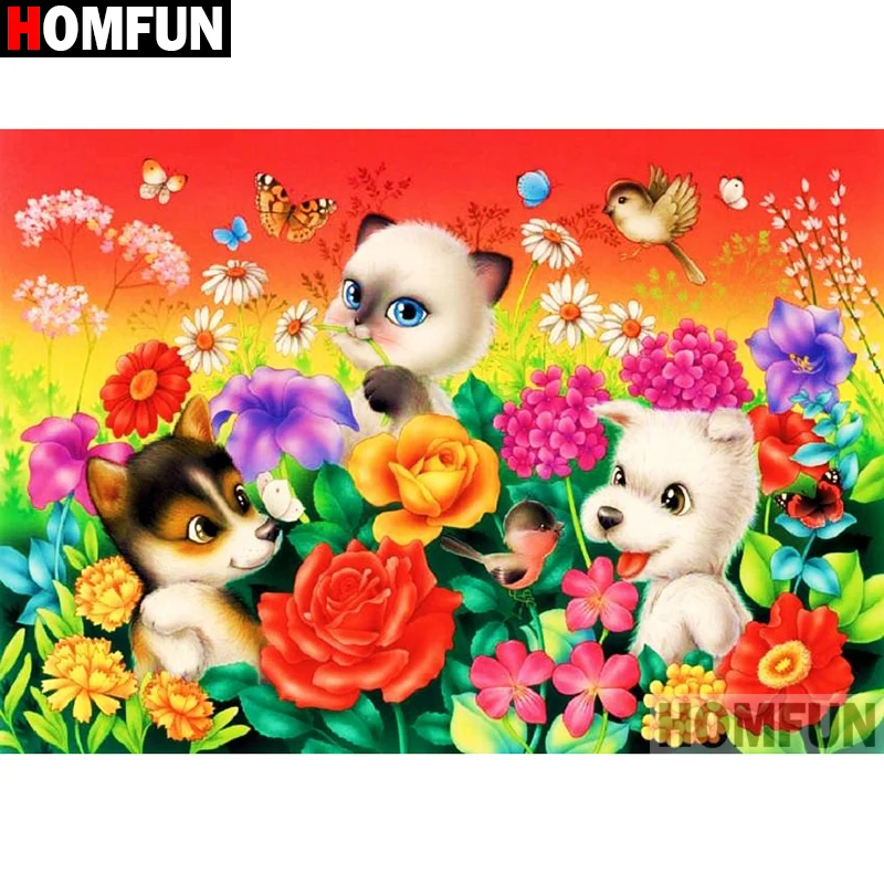 Алмазная живопись HOMFUN мультяшная собака картина из квадратных/круглых страз