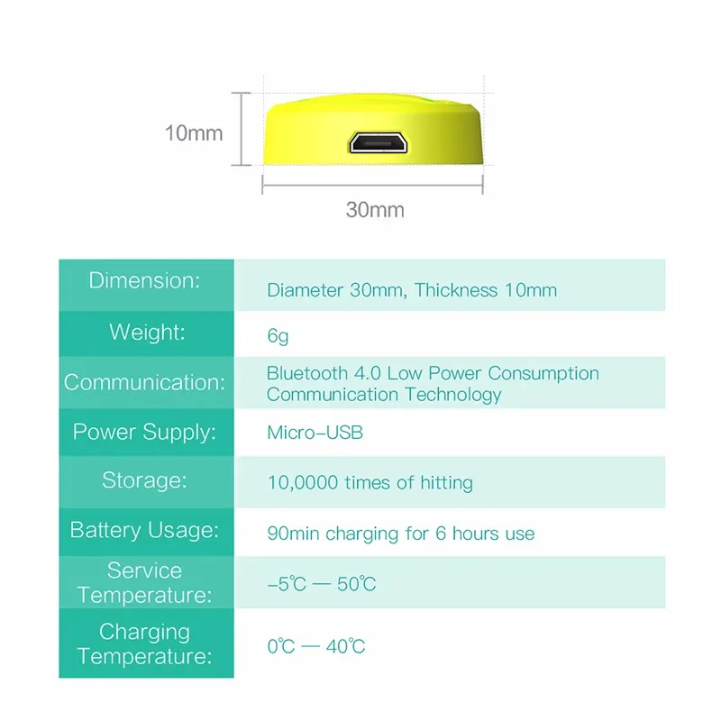 Coolang Smart Tenis Raket Sesor Trcker Mtion анализатор Bluetooth 4,0 Совместимость с Android IOS смартфон без упаковочной коробки