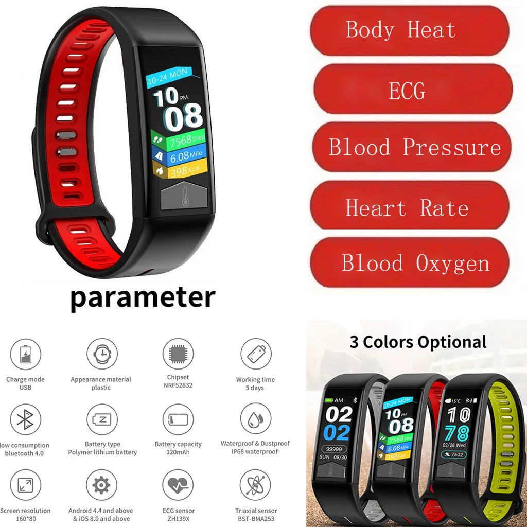

Smart Wristband Bracelet Watch Heart Rate Monitor Blood Pressure Fitness Tracker Wrisatband Smartwatch For IOS Android Run Time