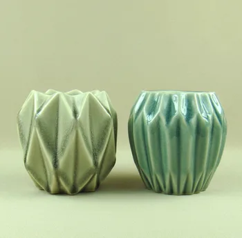 

Geometric Shape Ceramics Candleholder Ornamental Porcelain Pillar Candler Craft Accessories for Home Decor and Art Collection