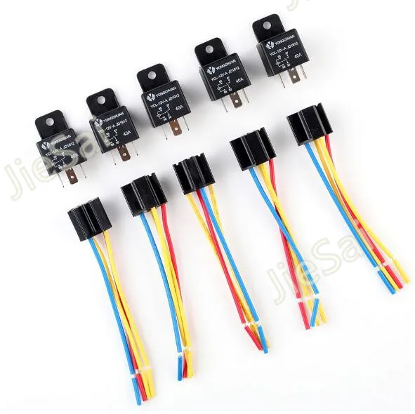 

1 Piece YCL-12V-A 4pin/5pin 12VDC 40A car automotive relay and relay socket with wire for car trumpet