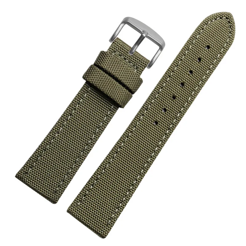 Нейлоновый кожаный ремешок для часов Omega для Rolexwatch Breitling Sport Watchstrap, цветной мужской браслет 18 мм 20 мм 22 мм 24 мм, инструмент - Цвет ремешка: green silver clasp