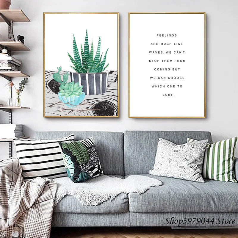 Us 2 85 38 Off Poster Nordic Style Cactus Decoration Lienzos Cuadros Decorativos Green Plant Painting Quadri Da Parete Decoration Home Unframed In