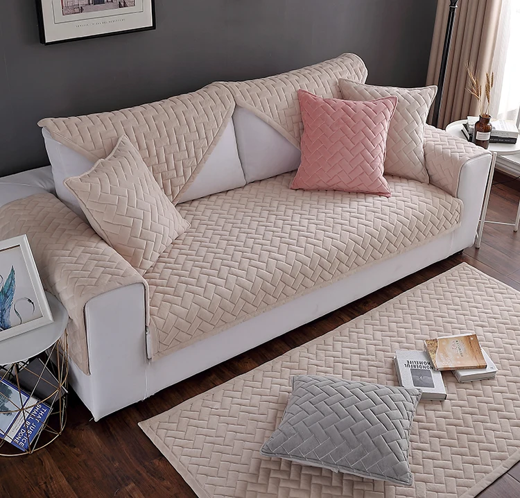 Диван Чехлы для гостиной серый кофе бежевый плюшевый мягкий диван подушка диване покрытие нескользящий современный минималистичный угловой диван полотенце