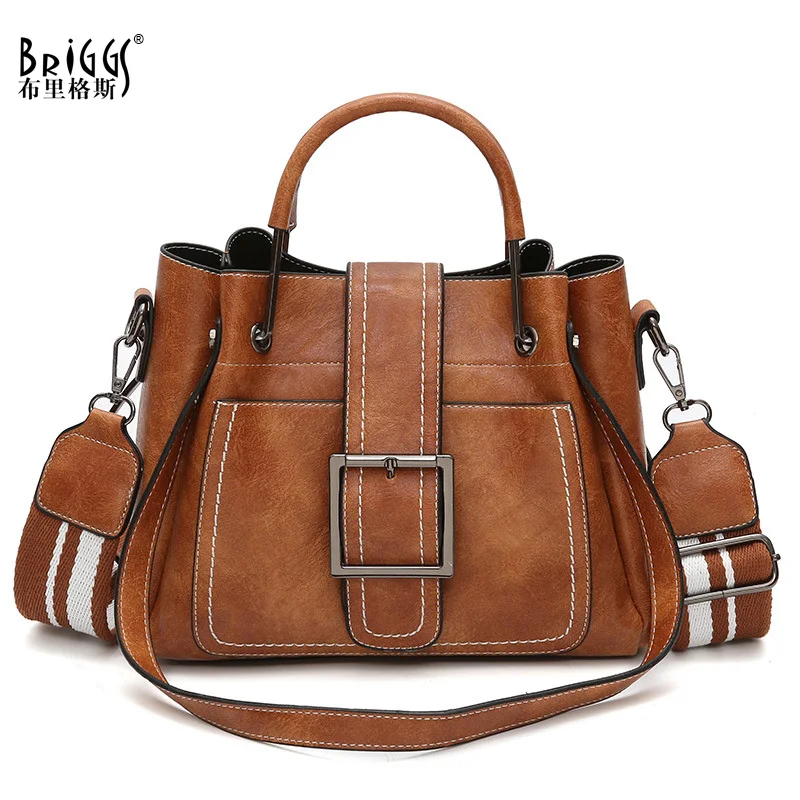 

BRIGGS Vintage PU Leather Bags For Women 2018 Small Messenger Bag For Women Solid Casual Tote Shoulder Bags Ladies Handbag
