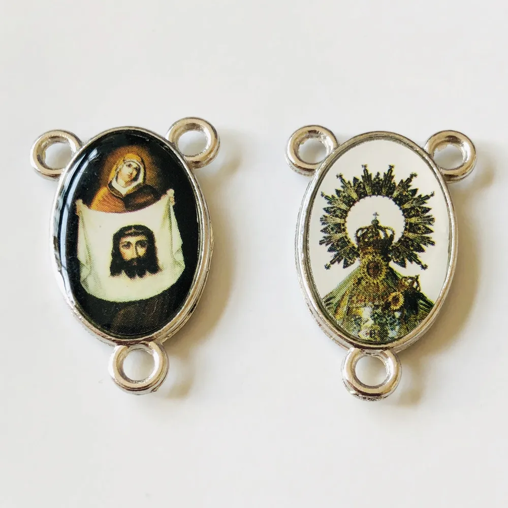 

100pcs/lot Wholesale Rosary Centerpiece Sacred Mercy Saint Icons Religious Center Piece