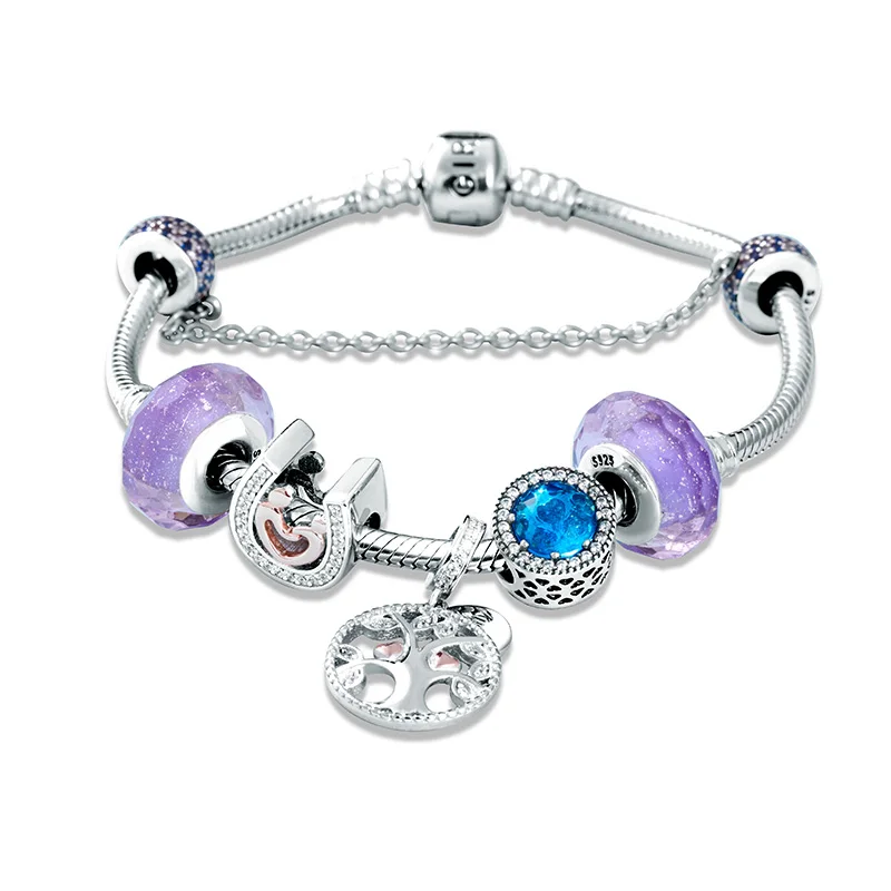 

SG 100% 925 Sterling Silver tree of Life and Heart fashion charm Bracelets & Bangles for Women Sterling Silver Jewelry