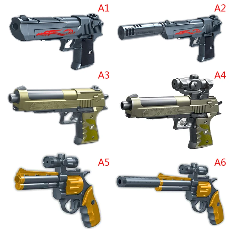 43pcs Plastic DIY Building Blocks Toys Weapon Desert Eagle And BERETTA Revolver Wtih Bullet Pistol Model For Children's Boys