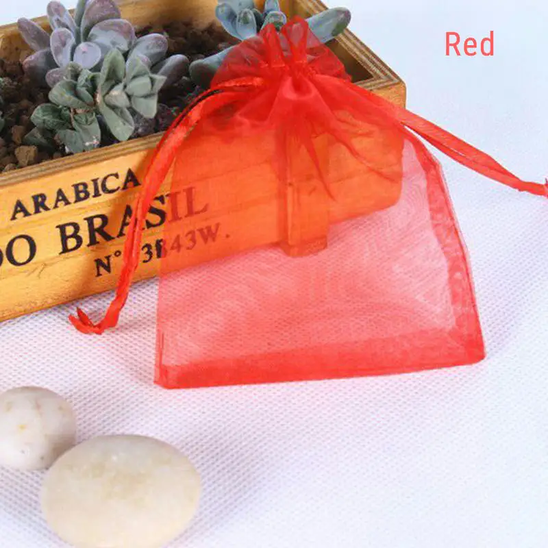 Kejialai 7x9 10x12 10x15 13x18 см 50 шт. 17 цветов сумка для ювелирных изделий свадебный подарок мешочек из органзы для ювелирных изделий упаковка для ювелирных изделий - Цвет: red