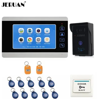 

JERUAN 7 Inch Video Doorbell DoorPhone Unlock Intercom System kit Video Record Monitor Waterproof RFID Access Camera