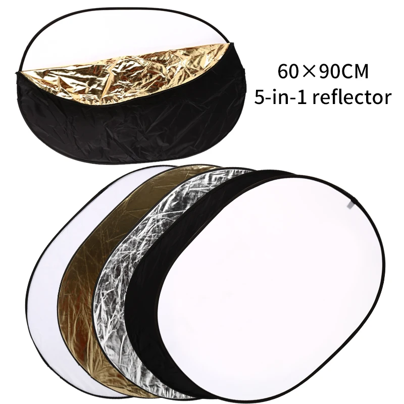 

5 in 1 Portable 24 Inch x 36 Inch/60cm x 90cm Oval Collapsible Multi Disc Photography Studio Photo Camera Lighting Reflector