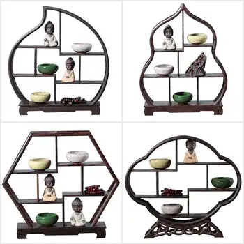 

Multi Patterns Solid Wood Door Frame Material Antique Display Frame Redwood Teapot Gift Display Shelf Craft Home House