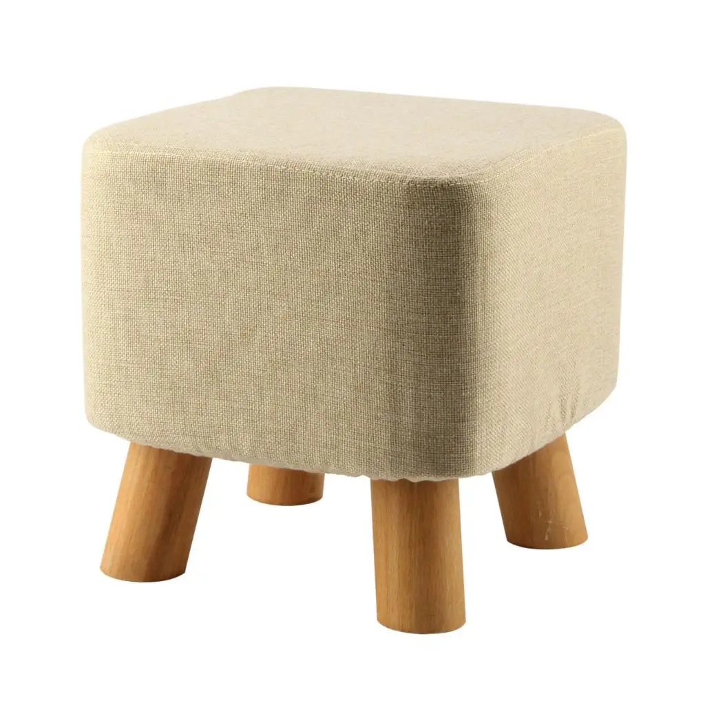 

Modern Luxury Upholstered Footstool Pouffe Stool + Wooden Leg Pattern:Square Fabric:Grey(4 Legs)