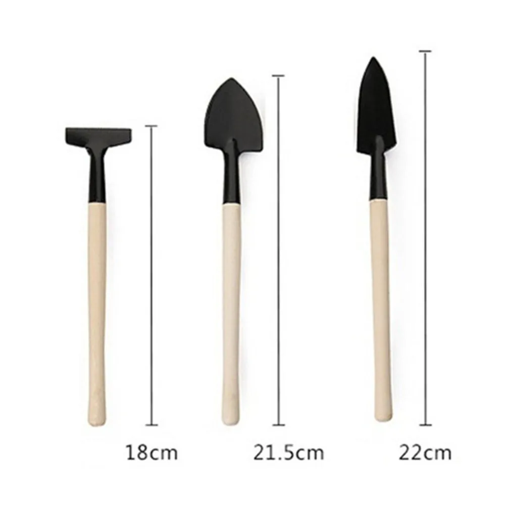 

3Pcs Mini Plant Garden Gardening Tools Kit Shovel Spade Rake Wood Handle Metal Head Garden Repair Tool