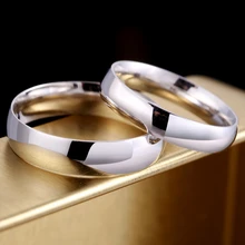  Real 925 Sterling Silver Couple Ring Silver Trendy Jewelry Simple Smooth Lovers Wedding Rings for Women Men Jewelry 
