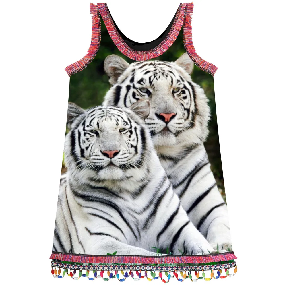 baby Girls Dresses big brand White tiger Print Children Designer Girl