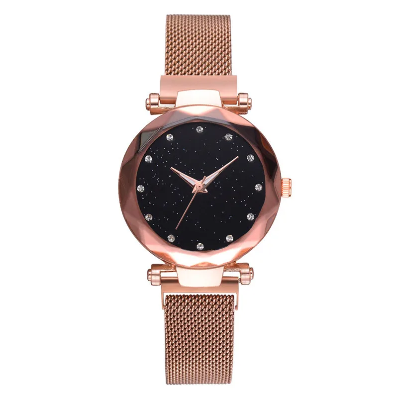 Роскошные розовые женские золотые часы магнит звездное небо наручные часы для женщин женские наручные часы женские золотые reloj mujer relogio feminino - Цвет: Кофе