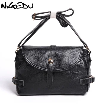 

NIGEDU Brand Genuine Leather Women Messenger Bags Vintage soft Cowhide Shoulder Crossbody Bag Mother gifts Handbags bolsa franja