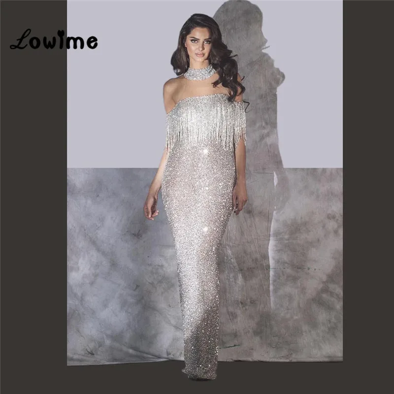 Дубай Саудовская Арабский блеск бисером вечернее платье Vestido De Festa Longo 2018