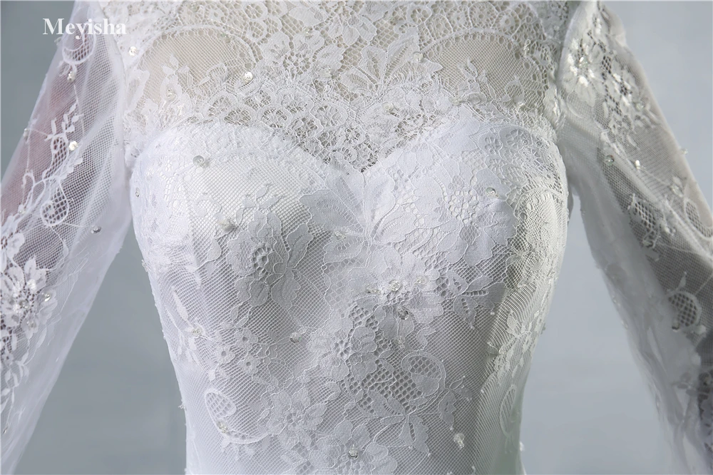 ZJ9006 дизайн с открытой спиной с длинным рукавом великолепный Китай свадебное платье Бисер вышивка элегантные кружевные аппликации свадебное платье