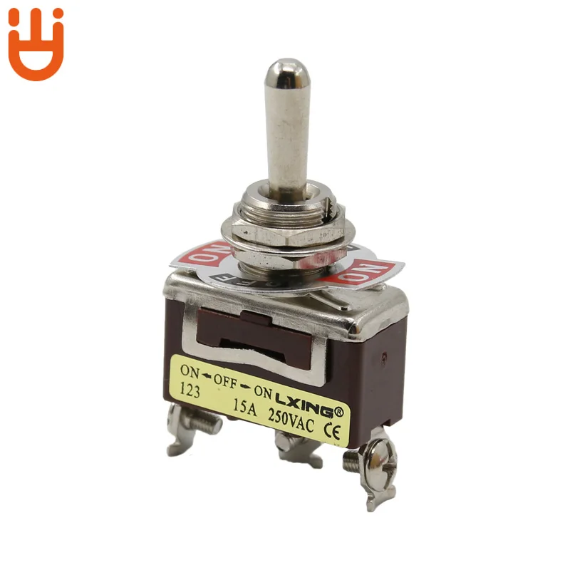 

Button switch 123 silver contacts two sided self reset 3 Pin 3 Position button power toggle switch