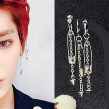 Корейские серьги-гвоздики в форме буквы V с заклепками KPOP DNA, серьги-гвоздики, женские модные геометрические стальные серьги для женщин, мужские серьги