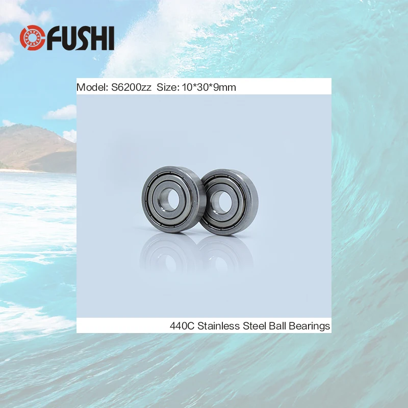 S6200ZZ подшипник 10*30*9 мм (10 шт.) ABEC 1 S6200 Z ZZ S 6200 440C шарикоподшипники из нержавеющей