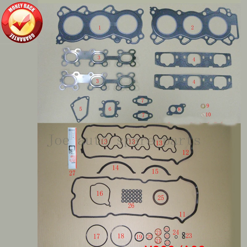 Полный комплект прокладок двигателя VQ20DE для Nissan Cefiro A33 1994 2003 1995 cc 2.0L 10101 6Y225