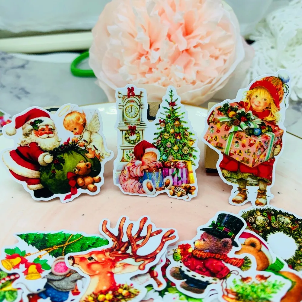 35pcs Christmas combination Kids Fun Paper Stickers Homemade Bookkeeping Decals on Laptop / Decorative scrapbooking / DIY