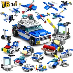 6в1 городская полицейская защита автомобиля строительные блоки наборы совместимые Строительные кирпичи Playmobil игрушки для детей
