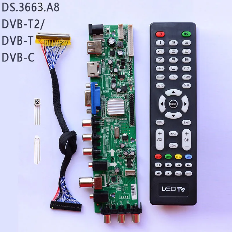 Универсальная плата с ЖК драйвером V56 и V59 поддержка DVB T 3663 универсальная ТВ