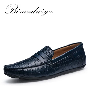 

Bimuduiyu Handmade Genuine Leather Men'S Loafers Casual Shoes Soft Breathable Slip On Driving Flats Shoes Four Seasons Design