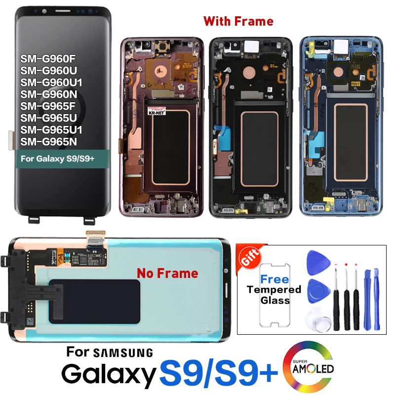 

Original Super Amoled Replacement LCD for SAMSUNG Galaxy S9 LCD Touch Screen Digitizer S9 Plus LCD G960 G965 Display with Frame