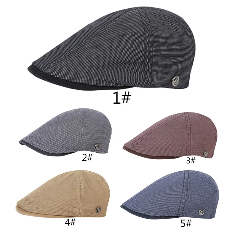 

Adjustable Beret Caps Men Women Spring Summer Outdoor Breathable Bone Edge Hats Herringbone Solid Flat Berets Cap