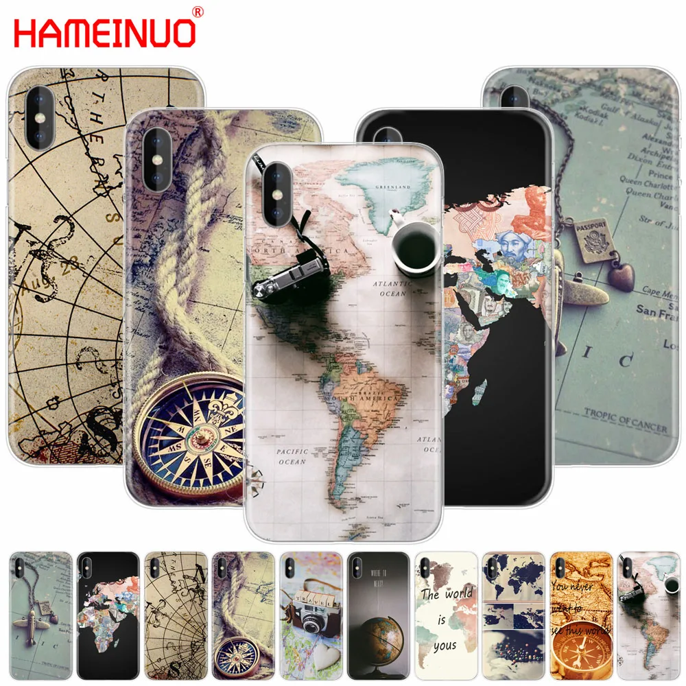 HAMEINUO карта мира путешествия планы для мобильного телефона чехол iphone X 8 7 6 4 4s 5 5s SE 5c