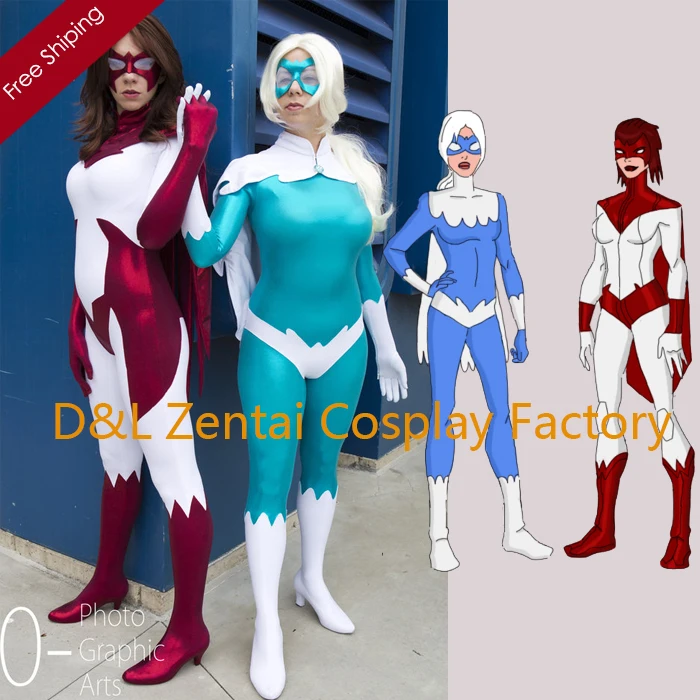 Free Shipping DHL DC Comics Hawk Hank Hall And Dove Spandex Female Dove Superhero Costume Cosplay H