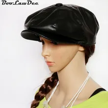 BooLawDee, настоящая кора, газетная Кепка, натуральная кожа, для мужчин и женщин, для отдыха, повседневная, теплая, носить, черная шапка M618