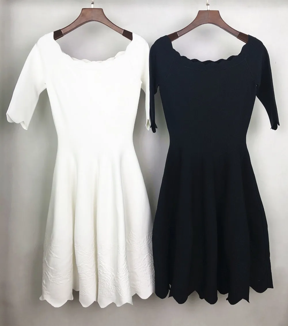 

2018 fashion dress women luxury slash neck knitted slim dress 2 color ddxgz2